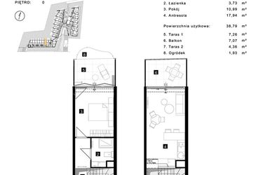 Rzut - Mieszkanie na sprzedaż 2 pokoje o powierzchni 38,79 m² - numer A.0.7 w Cisha Apartamenty Dziwnów