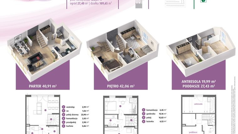 Rzut - Dom na sprzedaż 4 pokoje o powierzchni 123,39 m² - numer 8b w Osiedle Pastell