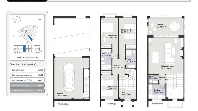 Rzut - Dom na sprzedaż 3 pokoje o powierzchni 230,03 m² - numer 19 w Altoasis