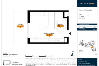 Rzut - Mieszkanie na sprzedaż 1 pokój o powierzchni 23,98 m² - numer B.0.2 w ŁACINA SPOT - apartamenty inwestycyjne