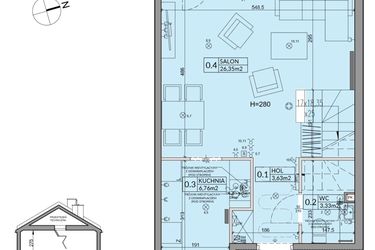 Rzut - Dom na sprzedaż 4 pokoje o powierzchni 82,07 m² - numer 102B w Nova Magdalenka 7 etap VII-VIII