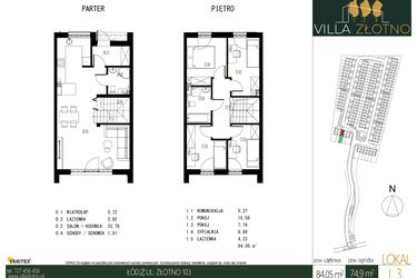 Rzut - Dom na sprzedaż 5 pokoi o powierzchni 84,05 m² - numer L3 w Villa Złotno