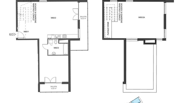Rzut - Mieszkanie na sprzedaż 1 pokój o powierzchni 117,12 m² - numer 60 w Wzgórze Krzemionki II