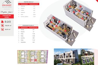 Rzut - Dom na sprzedaż 4 pokoje o powierzchni 102,5 m² - numer D.2/2 w Osiedle Przytulne Janki II etap 2