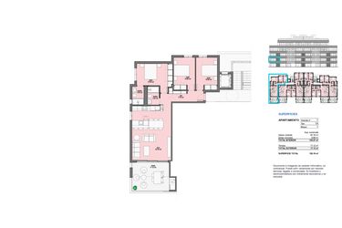 Rzut - Mieszkanie na sprzedaż 3 pokoje o powierzchni 93,18 m² - numer 1-A w Mieszkania w Torre-Pacheco - 81297711