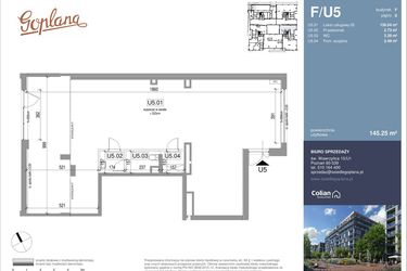 Rzut - Lokal użytkowy na sprzedaż 1 pokój o powierzchni 145,25 m² - numer F/U5 w Goplana budynek F