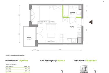 Rzut - Mieszkanie na sprzedaż 1 pokój o powierzchni 30,69 m² - numer C5.4C90 w Bemowo Vita