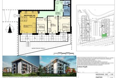Rzut - Mieszkanie na sprzedaż 4 pokoje o powierzchni 76,97 m² - numer C08 w Duo Park