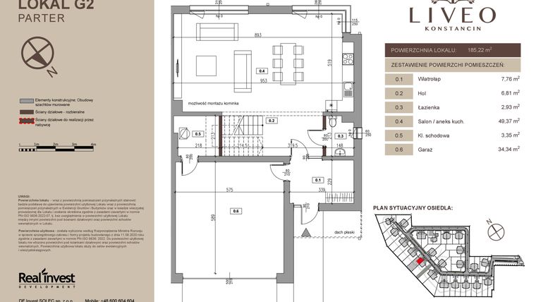 Rzut - Dom na sprzedaż 5 pokoi o powierzchni 185,22 m² - numer G2 w Liveo Konstancin
