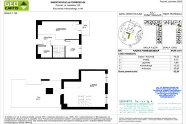 Rzut - Mieszkanie na sprzedaż 3 pokoje o powierzchni 63,54 m² - numer C99 w Jasielska 8C