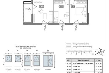 Rzut - Mieszkanie na sprzedaż 3 pokoje o powierzchni 67,12 m² - numer 4.A.26 w Nowe Południe bud. 4