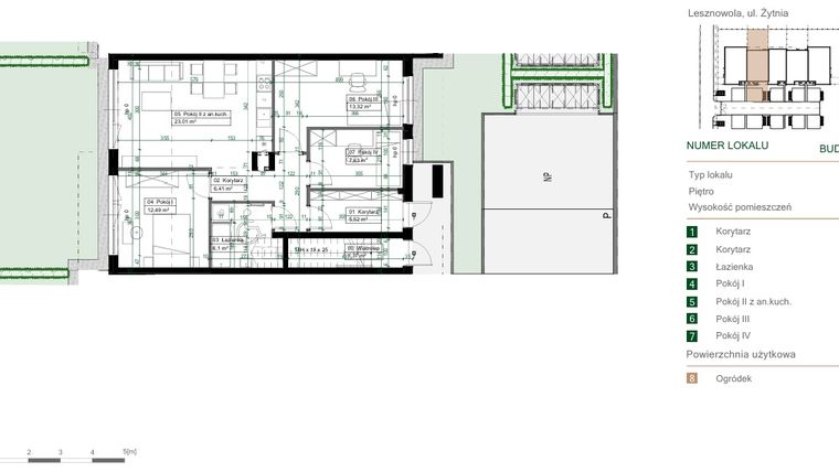 Rzut - Mieszkanie na sprzedaż 4 pokoje o powierzchni 74,48 m² - numer 14.1 w Green Ville