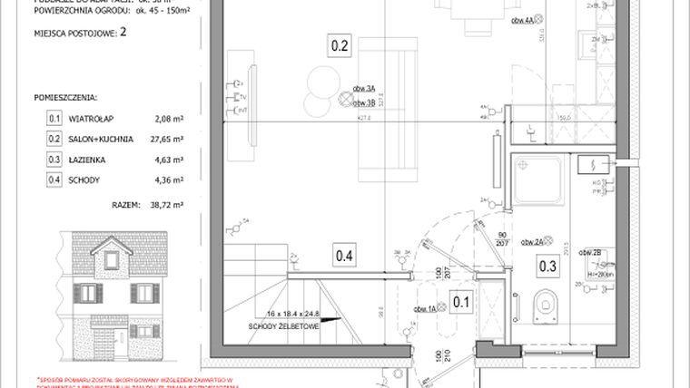 Rzut - Dom na sprzedaż 2 pokoje o powierzchni 71 m² - numer 30B w Osiedle Kwiatów etap III