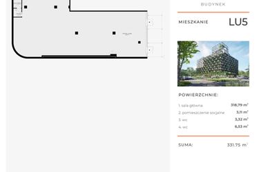 Rzut - Lokal użytkowy na sprzedaż 4 pokoje o powierzchni 331,75 m² - numer LU5 w Semiramis