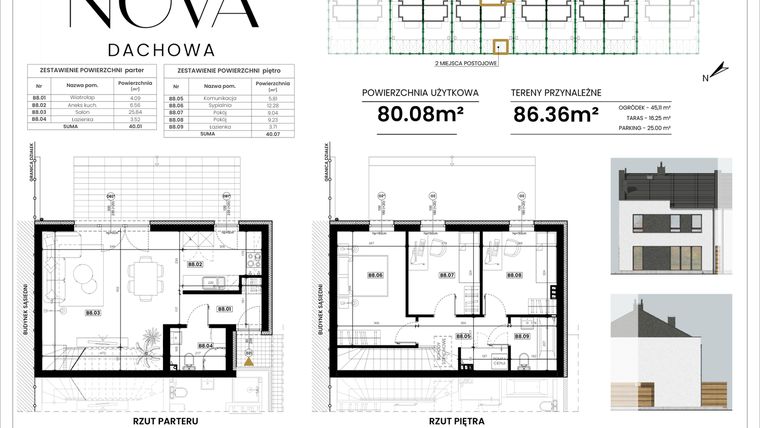 Rzut - Dom na sprzedaż 4 pokoje o powierzchni 80,08 m² - numer B8 w Nova Dachowa II