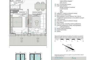 Rzut - Mieszkanie na sprzedaż 2 pokoje o powierzchni 49,46 m² - numer A.1.3 w Remedium