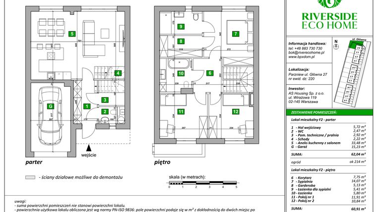 Rzut - Dom na sprzedaż 4 pokoje o powierzchni 123 m² - numer F2 w Riverside Eco Home