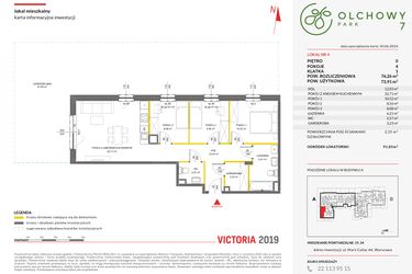 Rzut - Mieszkanie na sprzedaż 4 pokoje o powierzchni 76,26 m² - numer 4 w Olchowy Park VII