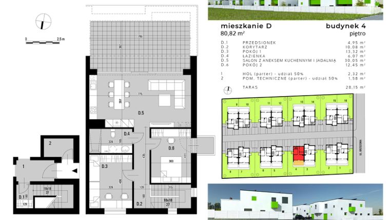 Rzut - Mieszkanie na sprzedaż 3 pokoje o powierzchni 76,94 m² - numer D.4 w Osiedle "Biała Dama"