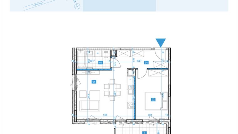 Rzut - Mieszkanie na sprzedaż 2 pokoje o powierzchni 48,77 m² - numer F13 w Osiedle Botaników etap F