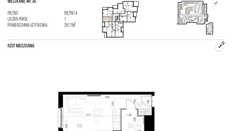 Rzut - Mieszkanie na sprzedaż 1 pokój o powierzchni 49,35 m² - numer 22J/30 w NATURAMA II