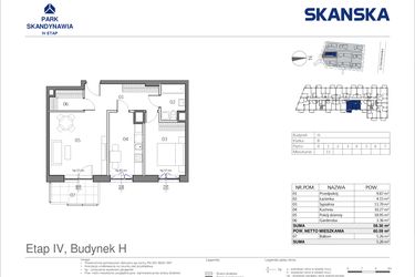 Rzut - Mieszkanie na sprzedaż 2 pokoje o powierzchni 58,3 m² - numer HB0111 w Park Skandynawia V