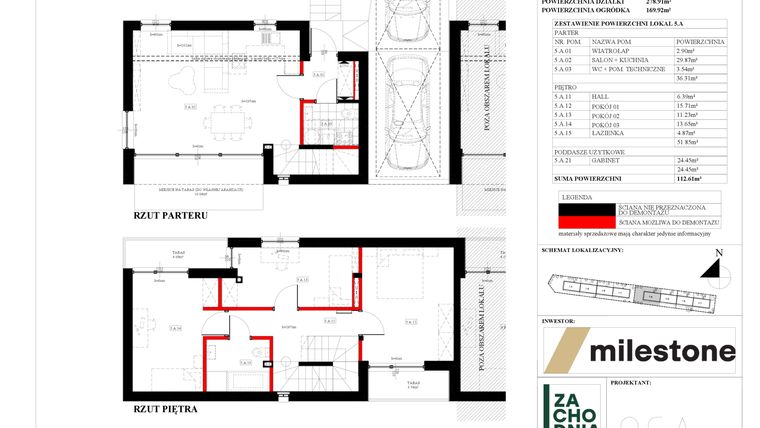 Rzut - Dom na sprzedaż 5 pokoi o powierzchni 112,2 m² - numer 5.A w Zachodnia Wesoła
