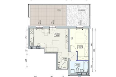 Rzut - Mieszkanie na sprzedaż 2 pokoje o powierzchni 40,47 m² - numer K2 10/0/8/2a w Południk 17 - budynek K2