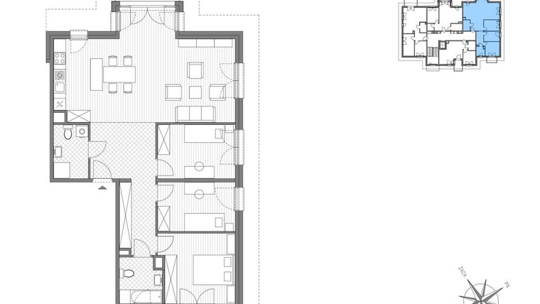 Rzut - Mieszkanie na sprzedaż 2 pokoje o powierzchni 44,02 m² - numer C.12 w Stawowa ABC