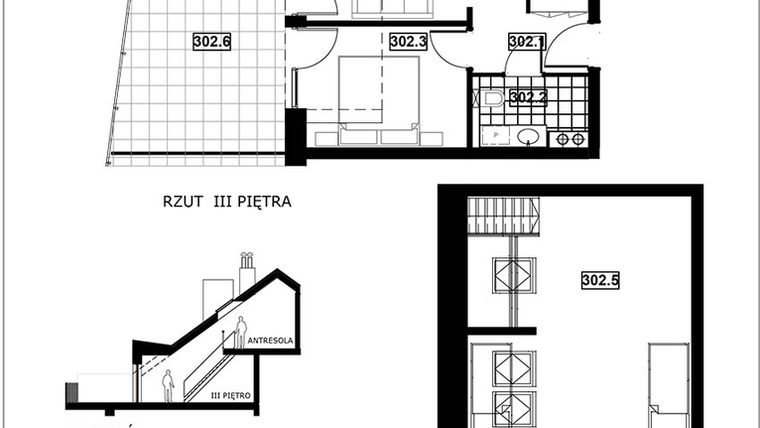 Rzut - Mieszkanie na sprzedaż 3 pokoje o powierzchni 55,6 m² - numer 302 w Gea Eco Apartments