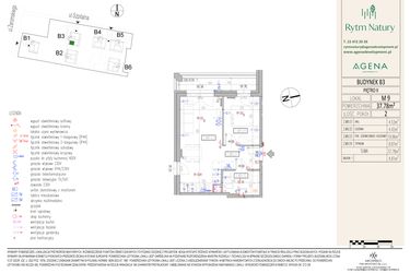 Rzut - Mieszkanie na sprzedaż 2 pokoje o powierzchni 37,78 m² - numer B3M9 w Rytm Natury
