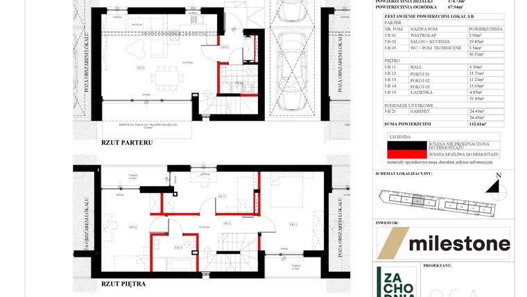 Rzut - Dom na sprzedaż 5 pokoi o powierzchni 112,2 m² - numer 3.B w Zachodnia Wesoła
