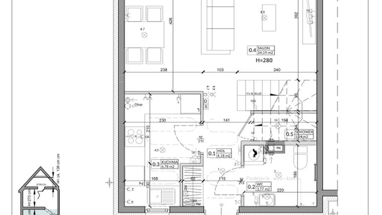 Rzut - Dom na sprzedaż 4 pokoje o powierzchni 85,87 m² - numer 19A w Zielono Mi
