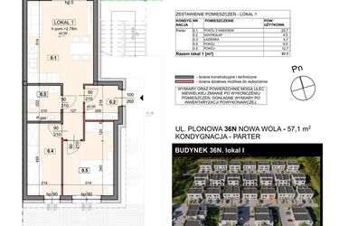 Rzut - Mieszkanie na sprzedaż 3 pokoje o powierzchni 57,1 m² - numer 36N/1 w Zespół willowy Zielona Polana - etap 6