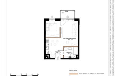 Rzut - Mieszkanie na sprzedaż 2 pokoje o powierzchni 39,33 m² - numer B.3.95 w Daszyńskiego Square etap 1
