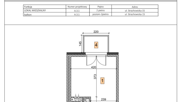 Rzut - Mieszkanie na sprzedaż 1 pokój o powierzchni 24,35 m² - numer A.3.1 w IVY HOUSE - Apartamenty inwestycyjne