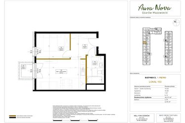 Rzut - Mieszkanie na sprzedaż 2 pokoje o powierzchni 44,56 m² - numer 153 w Aura Nova etap II