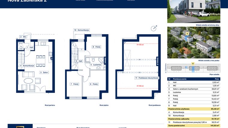 Rzut - Dom na sprzedaż 4 pokoje o powierzchni 91,78 m² - numer 6 w Nova Zabielska 2