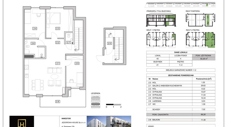 Rzut - Mieszkanie na sprzedaż 4 pokoje o powierzchni 82,26 m² - numer 42 w Nova Jeziorowa