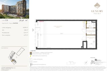 Rzut - Lokal użytkowy na sprzedaż 1 pokój o powierzchni 58,48 m² - numer LU8 w LUXURY POINT