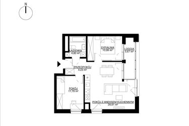 Rzut - Mieszkanie na sprzedaż 3 pokoje o powierzchni 58,42 m² - numer M7 w KrakoVska etap 2
