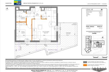 Rzut - Mieszkanie na sprzedaż 2 pokoje o powierzchni 58,53 m² - numer 28 w Tarasy Międzylesie