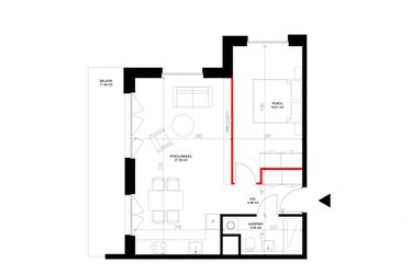 Rzut - Mieszkanie na sprzedaż 2 pokoje o powierzchni 50,88 m² - numer E.5.7 w INSPIRE ETAP IV – bud. E