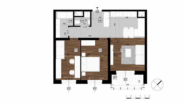 Rzut - Mieszkanie na sprzedaż 3 pokoje o powierzchni 62,79 m² - numer O.30 w Osiedle NeoTeo