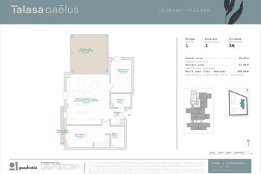 Rzut - Mieszkanie na sprzedaż 2 pokoje o powierzchni 65 m² - numer 1.3A w Talasa Caelus -  Denia