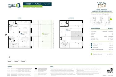 Rzut - Mieszkanie na sprzedaż 1 pokój o powierzchni 79,74 m² - numer BH0001 w Viva Cité