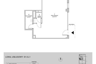 Rzut - Lokal użytkowy na sprzedaż 1 pokój o powierzchni 63,05 m² - numer S1.0.L1 w ATAL Idea Swarzędz II
