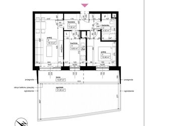 Rzut - Mieszkanie na sprzedaż 2 pokoje o powierzchni 49,15 m² - numer D2/2/0/3 w Malta Wołkowyska etap III