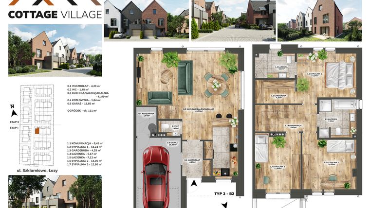 Rzut - Dom na sprzedaż 4 pokoje o powierzchni 134,13 m² - numer B2.16 w Cottage Village