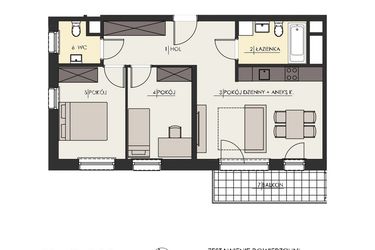 Rzut - Mieszkanie na sprzedaż 3 pokoje o powierzchni 59,07 m² - numer 31 w Osiedle Platinum III